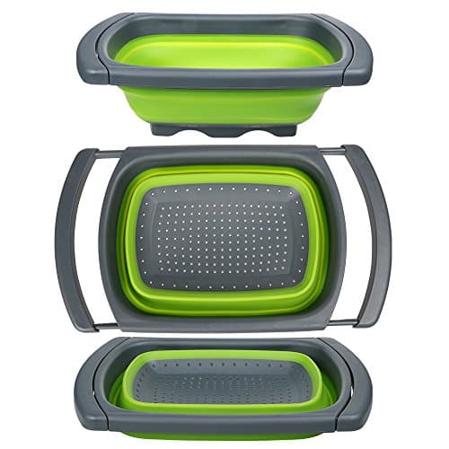 Collapsible Colanders, Kitchen Strainer Kitchen Strainer for Draining Fruit Vegetable Dishwasher with Handles (Green)