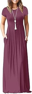 AUSELILYWomen's Short Sleeve Loose Plain Casual Long Maxi Dresses for Women 2025