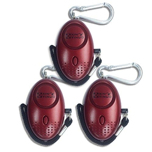 Xinyinuo 3 Pack Red Mini Loud Personal Staff Panic Rape Attack Safety Security keyring keychain Alarm with Torch 140DB