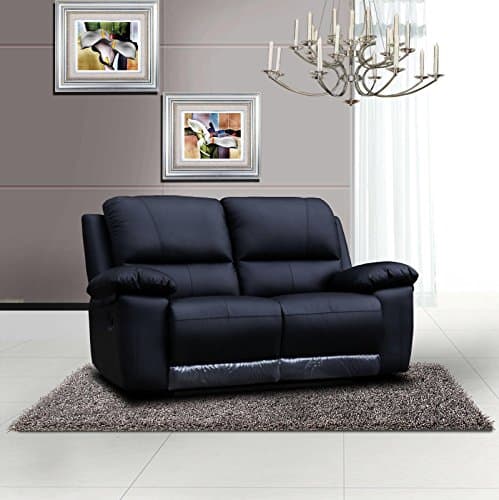 Valencia Black 3 + 2 + 1 Recliner Sofa with Extra Padding (2 Seater)