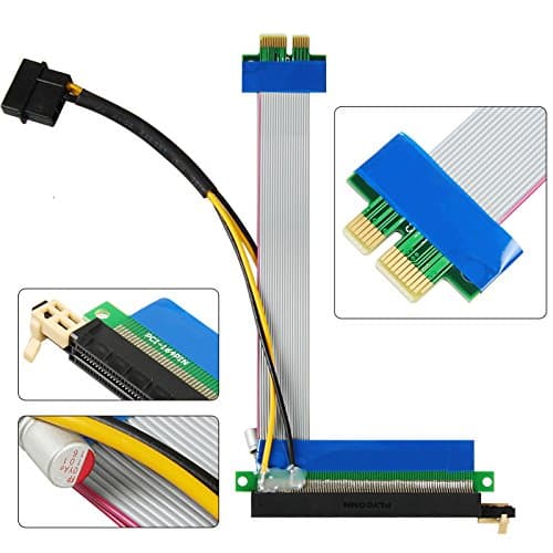 PCI-E Extention Cable Ribbon 1X To 16X Riser Card Adapter Power Molex 20cm MA