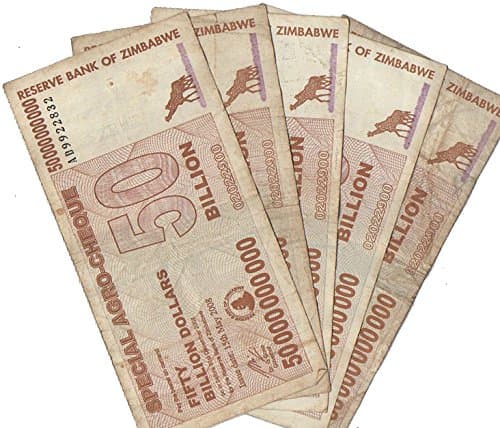 Five Pack (5x) Circulated 50 Billion Dollar Zimbabwe Currency Notes. $250,000,000,000 Total