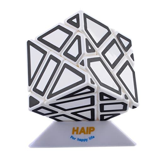 Magic Cube, Haip 3x3 Ghost Cube Puzzle Cube Black Stickers Magic Cube White (Base Holder/Bag Included)