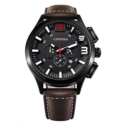 LINMIRA Big Dial Luminous Pointer Multi-Functional Water Resistant Quartz Sports Men Watch