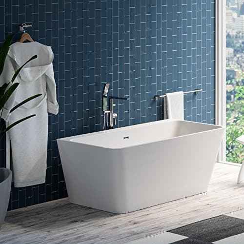 MAYKKE Pompano 67" Modern Rectangular Acrylic Bathtub Freestanding White Smooth Soaker Stand Alone Tubs for Bathroom, Shower cUPC certified, Drain & Overflow Assembly Included XDA1402002