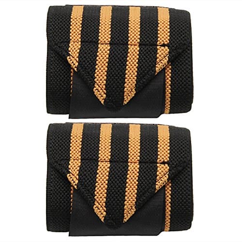 YXTech 1 pair Professional Hand Wrist Straps Support Braces Wraps Belt For Weight Lifting Crossfit Bodybuilding Support Powerlifting (black orange)