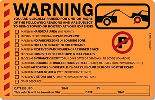 25 Orange Fluorescent Multi-Reason Warning Stickers 8" X 5"