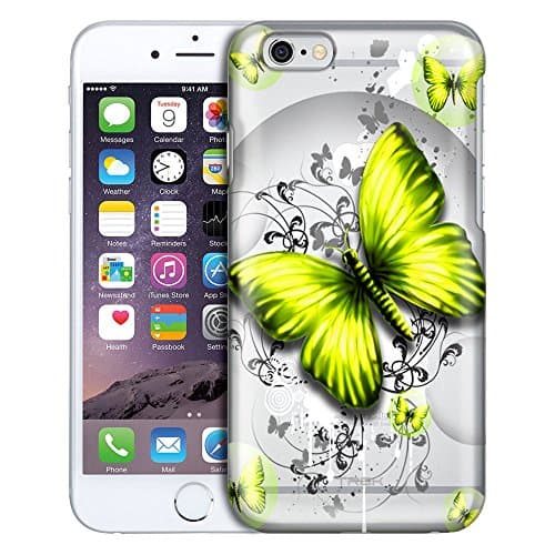 Apple iPhone 6 Plus Case, Slim Fit Snap On Cover by Trek Highlighted Butterfly Yellow Clear Case