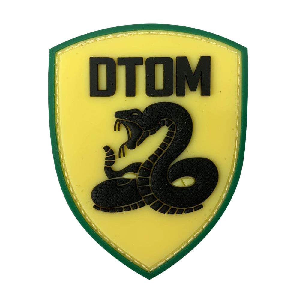 Don't Tread On Me Tactical Patch (3.4 x 2.7 Inches) DTOM Snake Morale 3D PVC Patch Rubber Military Patch Morale Patch with Hook & Loop Patch (Green)
