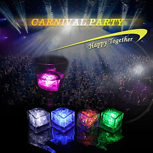 Multicolor colorful LED Ice Cube Light 24 Pack Liquid Sensor Submersible Glow Light Up For Wedding Bar Club Party Decoration (Flower,Heart,Diamond and Cube Shape)