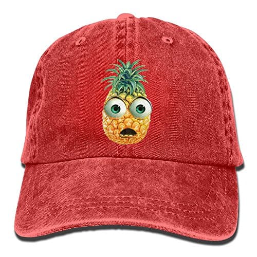 AOSHICO Astonished Pineapple Plain Washed Dad Solid Cotton Polo Style Baseball Cap Hat Red