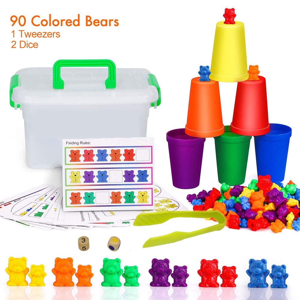 Uyuke 90PCS Counting Bears with Matching Sorting Cups Number Recognition Educational Toys