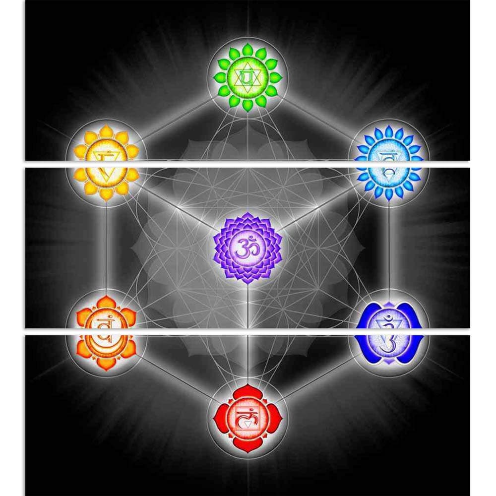 Artzfolio Metatrons Cube & Chakras D2 Split Art Painting Panel On Sunboard 24 X 26Inch