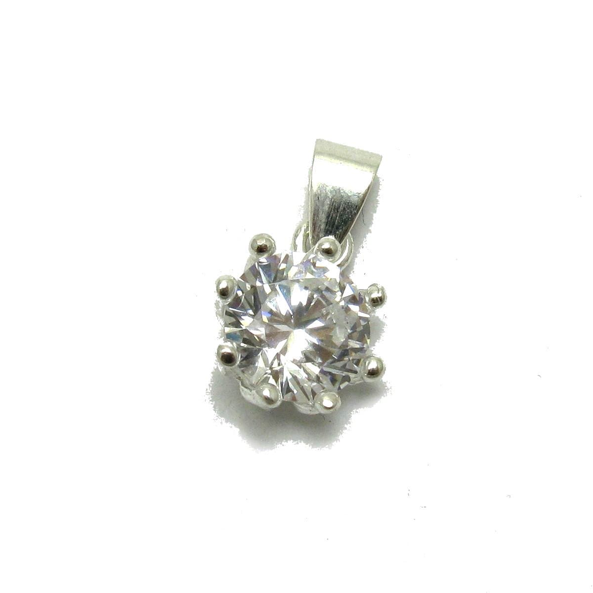 Sterling silver pendant solid 925 with 9mm round CZ EMPRESS