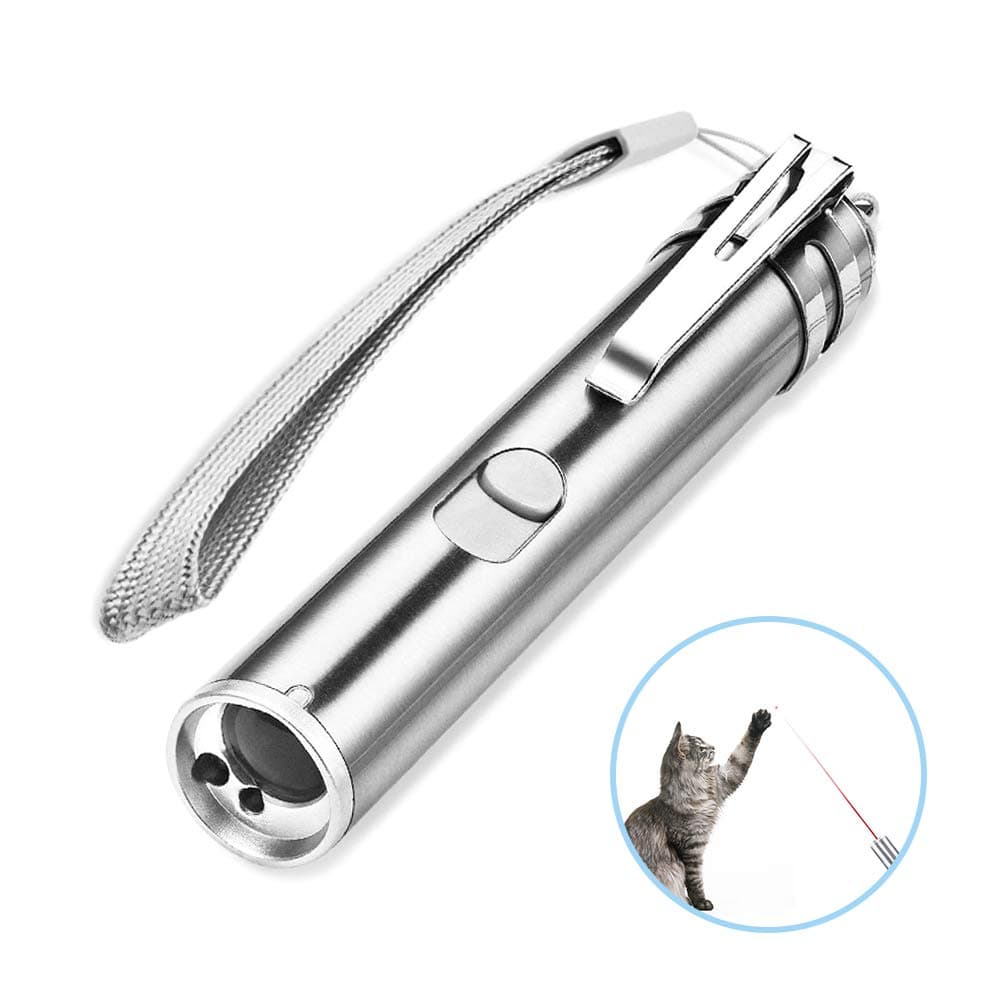 2 in 1 Interactive Cat Catch LED Light Pointer Flashlight Pet Cat Training Tool USB Rechargeable Pet Red Dot Toys