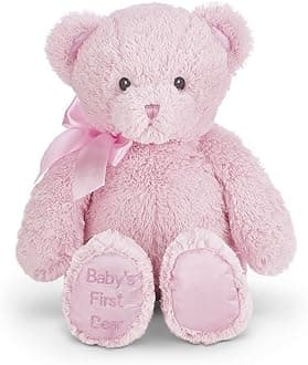 Bearington Collection Baby's First Bear Stuffed Animal Teddy 18 inches Large Pink