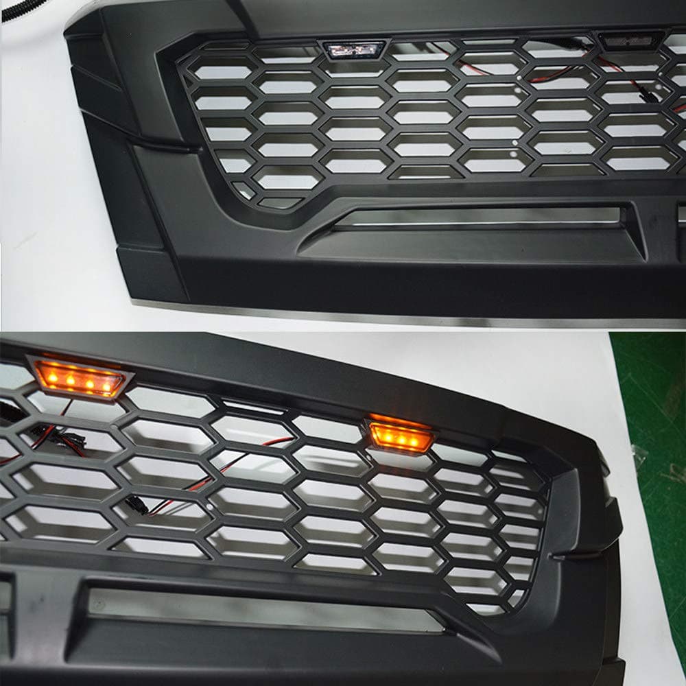 TERMALY Front Grill Grid Grille,Compatible with Car Front Grille/Bumper Radiator Grill for Isuzu Dmax 2016-2018,Opening of The Original Car, Abs，Car Modification and Decoration,Withlight-2016