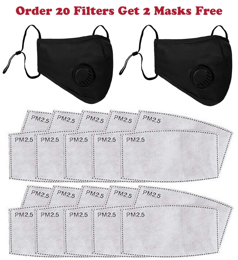 PM2.5 Activated Carbon Filter Replaceable Anti Haze Filter Paper for Mask Anti Pollution Washable Cotton for Adult (20)