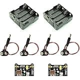 (1 Set) Two 8AA Battery Holders with 9V snap connectors, Four 9V snap connectors with Barrel Jacks, and Two breadboard Power Supplies 3.3V/5V