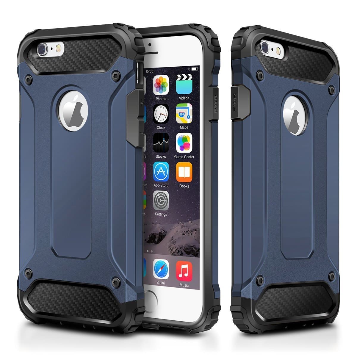 iPhone 6 Case,Wollony Rugged Hybrid Dual Layer Armor Protective Back Case Shockproof Cover for iPhone 6 4.7 inch - Heavy Duty - Slim Hard Shell Protection - Impact Resistant Bumper (Deep Blue)