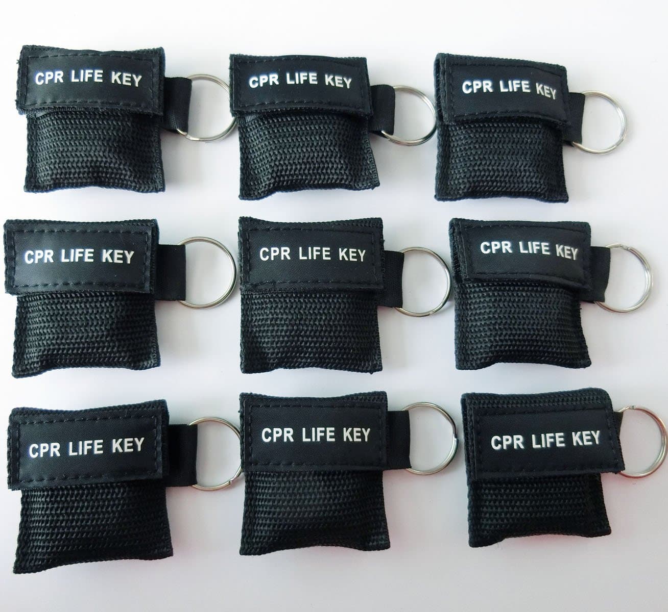 Elysaid CPR Barrier Keychain with Cpr Face Shield CPR Life Key for CPR Aed Training Black (50)