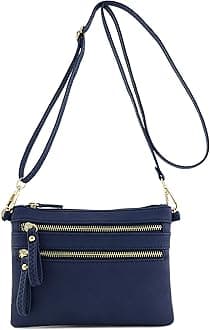 FashionPuzzle Multi Zipper Pocket Small Wristlet Crossbody Bag