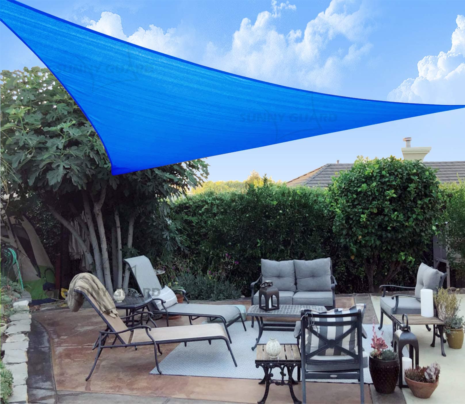 SUNNY GUARD 9'10'' x 9'10'' x 9'10'' Blue Triangle Sun Shade Sail UV Block for Outdoor Patio Garden