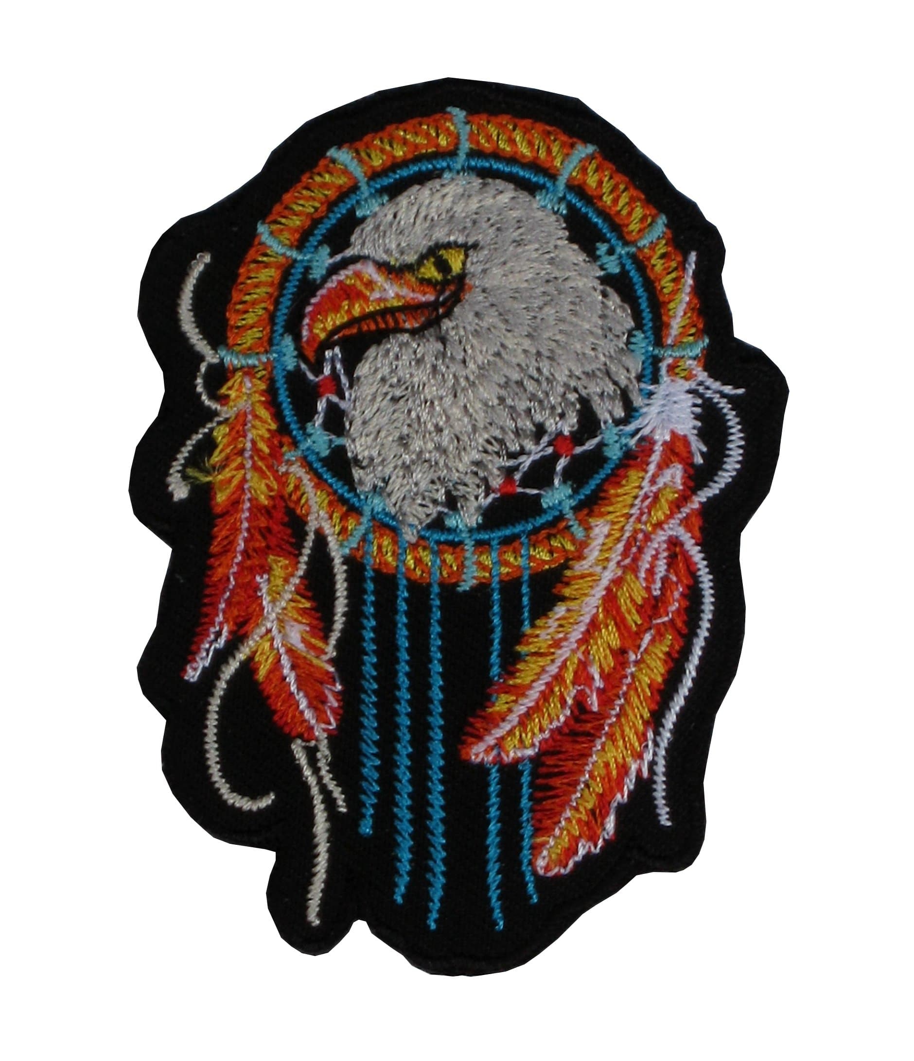 Patch Iron on Sew on Eagle and Feathers Rocker Biker American Indians 10 cm / 4 cm