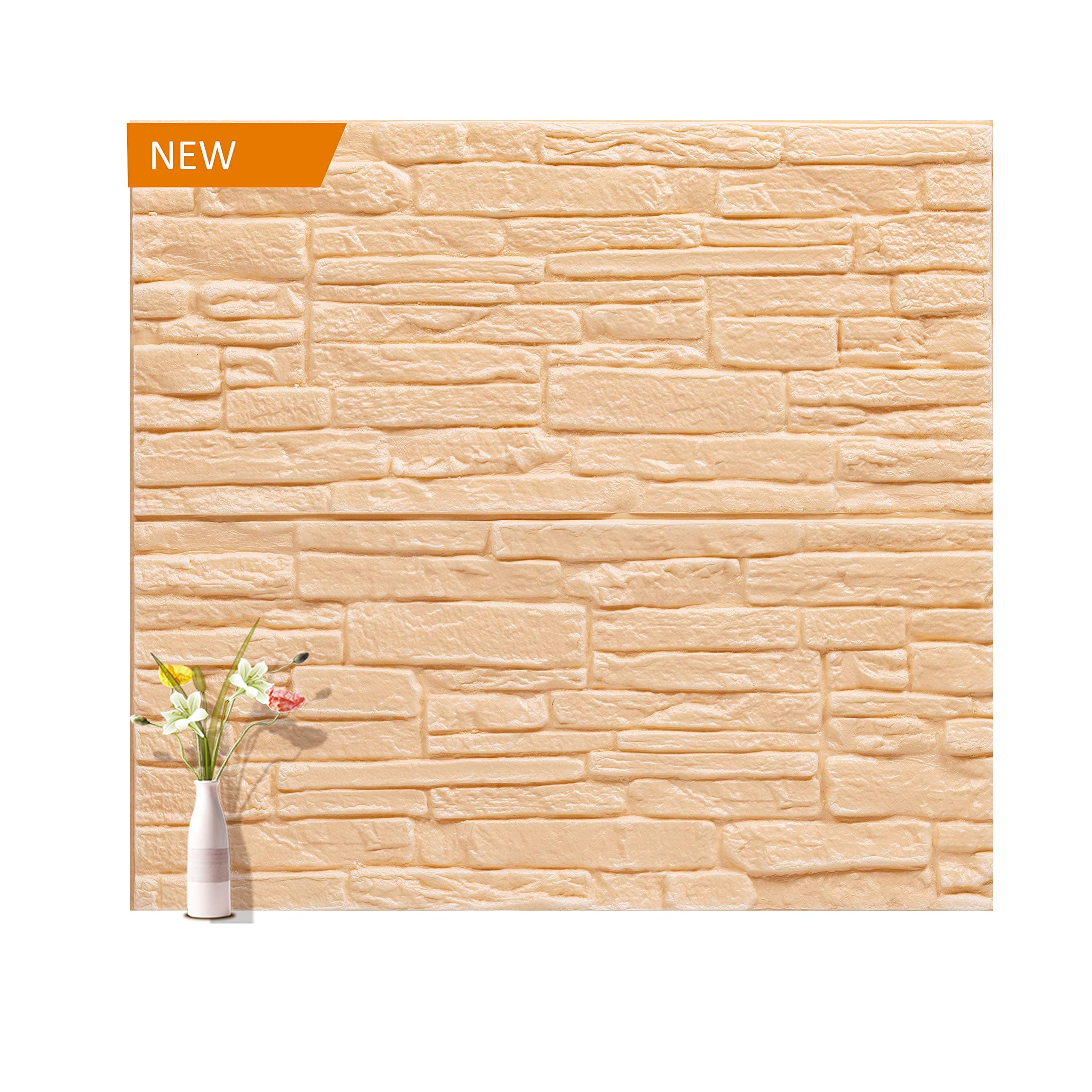 3D Wallpaper Wall Panels Half Thickness Rustic Brick Effect Foam PE Foam Peel and Stick Stacked Stone Tiles Anti Collision 10 Packs