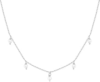 PAVOI 14K Gold Plated Shell Pearl Chain Necklace for Women (White Gold)