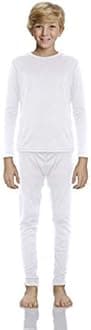 Rocky Thermal Underwear for Boys Cotton Knit Thermals Kids Base Layer Long John Pajamas Set (White - X-Large)