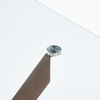 Small Square Glass Dining Table with Tempered Glass Top Metal Legs, 35.43" Modern Kitchen Table Dining Room Table for Dining Room Kitchen Living Room (Walnut-Square 35.43"x29.6")