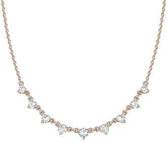 PAVOI 14K Gold Plated Station Necklace | Simulated Diamond BTY Necklace | Womens CZ Chain Necklace | Layering Necklaces