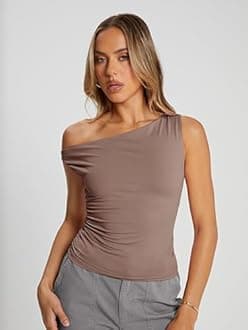 Trendy Queen Womens Summer Off The Shoulder Tops Going Out T Shirts Crop Tank Top Fashion Clothes Spring Outfits 2025