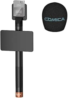 COMICA HR-WM Interview Handheld Adapter for Rode Wireless GO/BoomX-D/D Pro/BoomX-U Wireless Lavalier Microphone, Mic Handle for News Report, TV Interview and Video Shooting, etc.(with Windscreen)