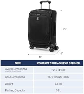 Travelpro Crew Classic Lightweight Softside Expandable Carry on Luggages, Patriot Blue, Compact Carry On, Crew Classic Softside Expandable Luggage With Spinner Wheels