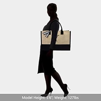 TOPDesign Personalized Initial Jute Bag, Tote Bag for Women