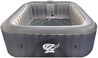 SereneLife Outdoor Portable Hot Tub - 73'' x 73'' x 25'' 6-Person Square Inflatable Heated Pool Spa with 130 Bubble Jets, Filter Pump, Cover, LED Lights, and Remote Control