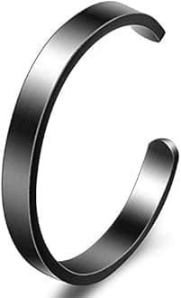 Moneekar Jewels HIGH POLISHED 8MM width Stainless Steel Plain Polished Finish Cuff Bracelets for Men Gold Plated/black/Silver (AMAZON EXCLUSIVE)