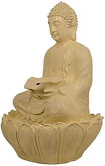 Buddha Resin Water Fountain Large for Home, Office & Garden Decor, Grey Color (Off- White)
