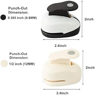 2PCS Circle Hole Puncher Shapes for Crafts (0.385 inch + 1/2 inch) Circle Cutter Paper Punch Set Scrapbooking Punches Bottle Caps for Crafts,Card Making, DIY Albums Photos (9.8mm+12mm)