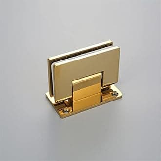 Heavy Duty 90 Degree Glass Door Cupboard Showcase Cabinet Clamp Glass Shower Doors Hinge Replacement Parts Wall-to-Glass (Titanium-Gold Chrome)