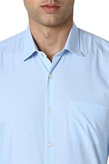 Peter England Men's Everday Regular Fit Solid Shirt | Cotton Rich | 5-Pin Pocketing
