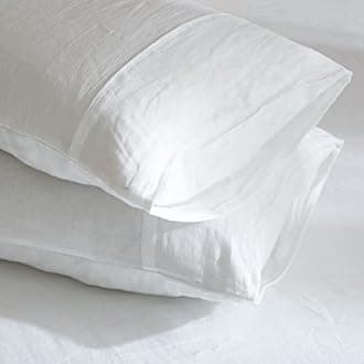 HYPREST 100% French Linen Pillowcase Stone Washed, White Pillow Shams Set of 2 Queen Size, Super Soft Cooling Breathable Moisture-Absorbing Bed Pillow Shams, Envelope Design (20" X 30")