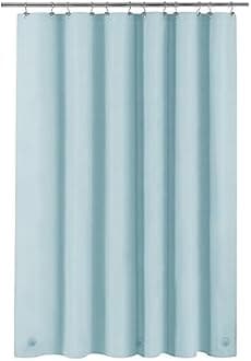 Light Blue Premium PVA Shower Curtain for Bathroom - BPA and PVC Free, No Chemical Odor, Standard Size with 3 Magnets, Metal Grommets