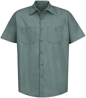 Red Kap Men's Performance Tech Shirt, Short Sleeve Work Utility Button