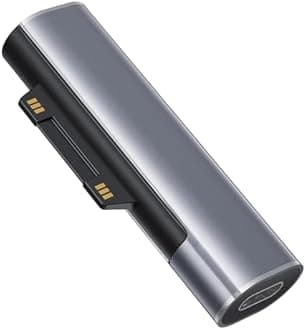 Sisyphy Surface Connect to USB C Charging Adapter (Premium Gray Aluminum shell, Connector only, 1 Pack), Compatible for Microsoft Surface Pro 7/6/5/4/3 Go 1/2 Laptop, Works with 45W 15V3A USBC Charger