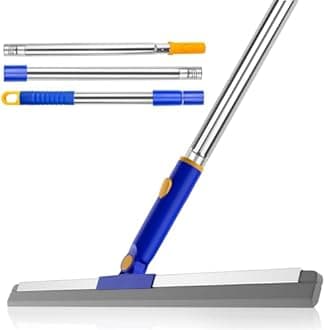 ITTAR Multi-Purpose Floor Squeegee with 57" Long Handle, 18" Large Rubber Blade Squeegee for Floor, Scrubber Broom with Stainless Steel Telescopic Handle for Shower Floor Tile Pool Garage