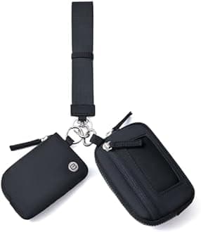 POIUGOYA Nylon Wristlet Wallets, Dual Pouch Keychain Wristlet Wallet, RFID Small Wallet With Coin Pouch,ID Window For Travel