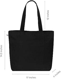 Eco Right Large Canvas Tote Bag for Women, Tote Handbags for Women with Zipper & Inner Pocket for College, Shopping, Office